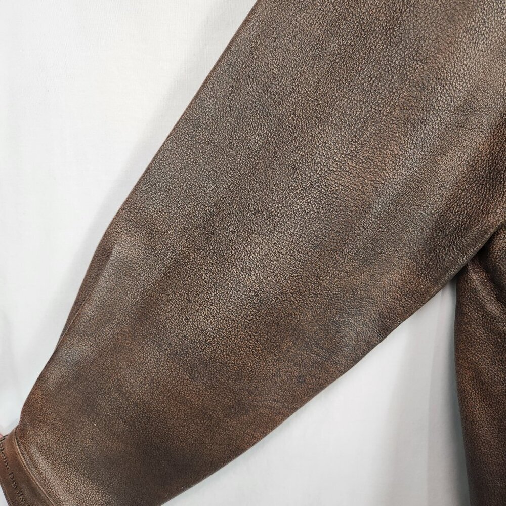 Vtg Browning Gold Brown Leather Jacket Men's XL TG Shoulder Patch Zip Logo - Picture 5 of 16
